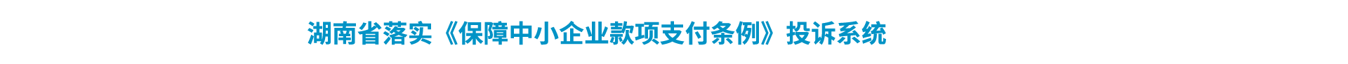 湖南省落实《保障中小企业款项支付条例》投诉系统